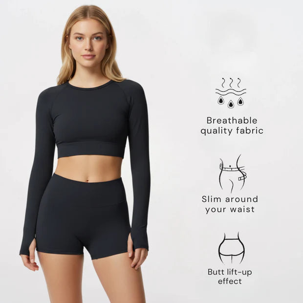 Gym shorts with an elastic waistband for women