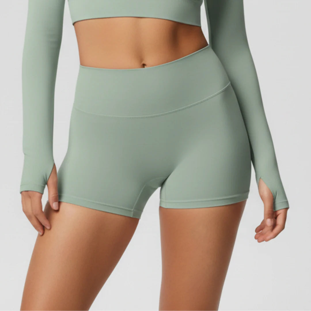 Gym shorts with an elastic waistband for women