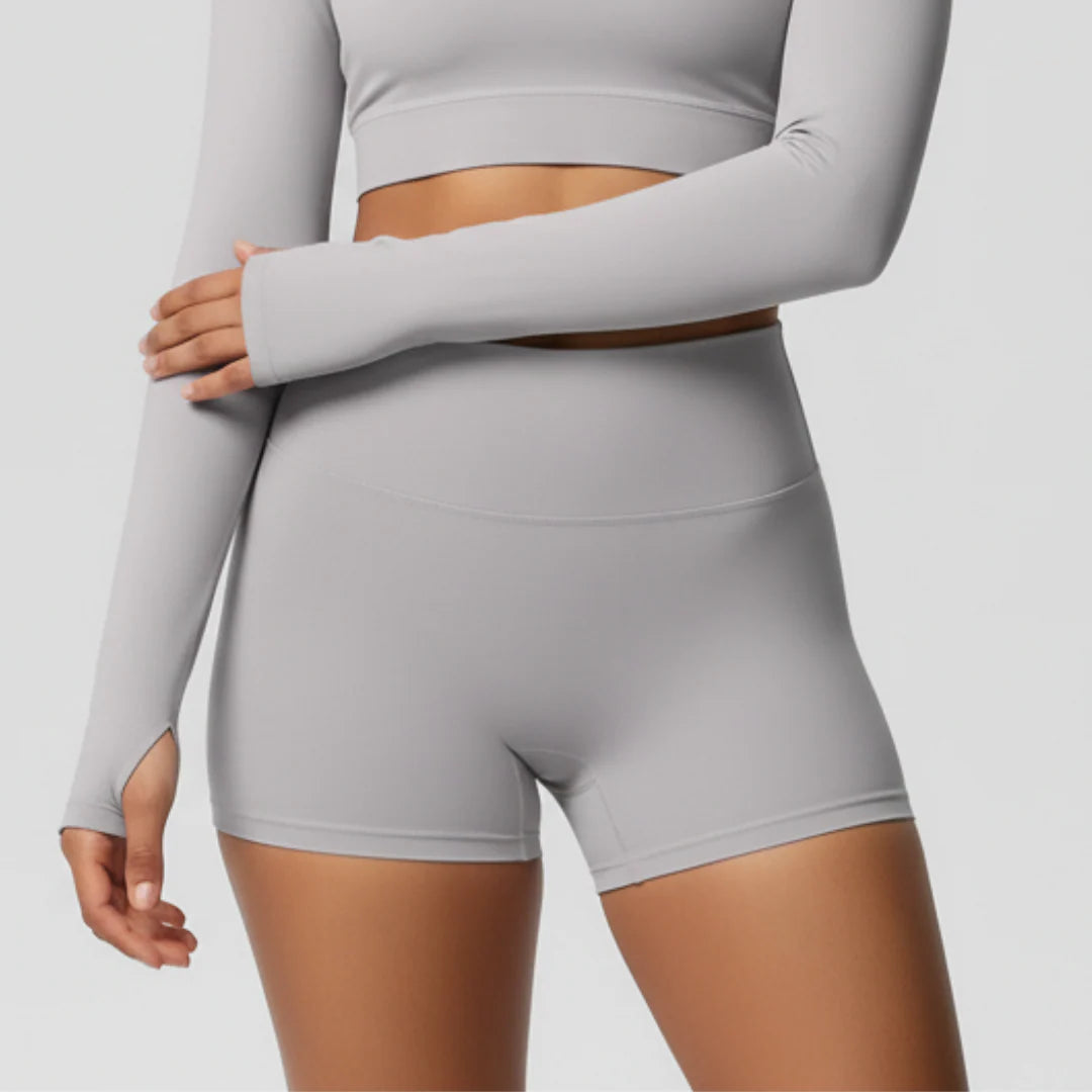 Gym shorts with an elastic waistband for women