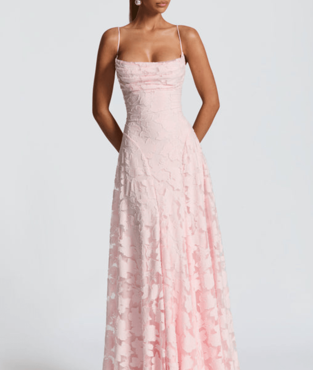 Textured Maxi Dress with Spaghetti Straps and Lace-Up Back