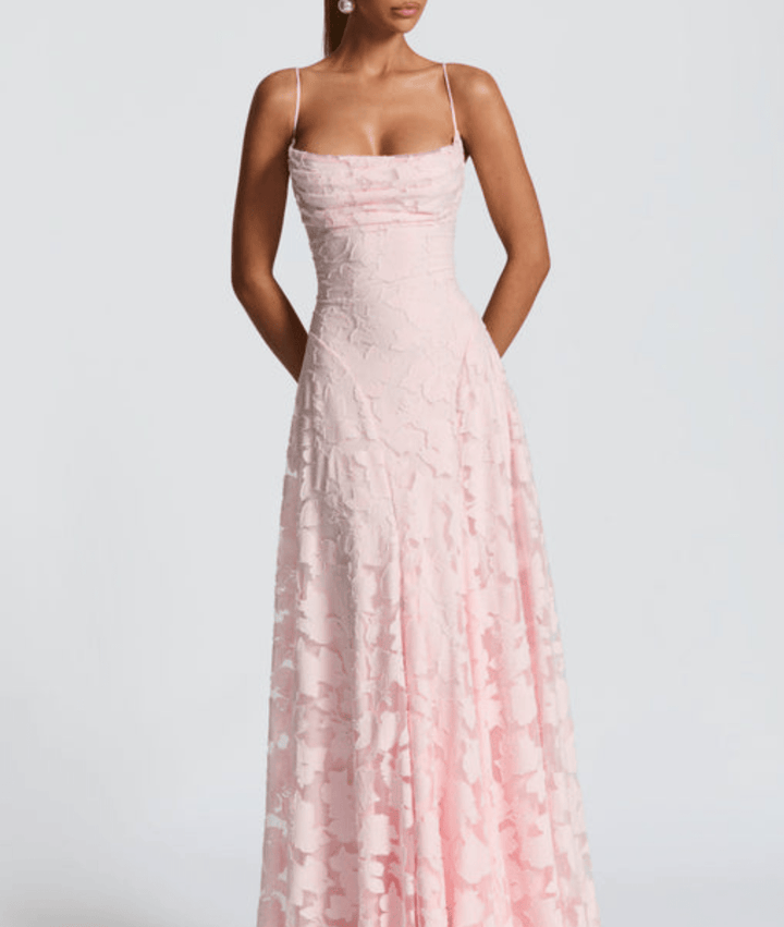 Textured Maxi Dress with Spaghetti Straps and Lace-Up Back
