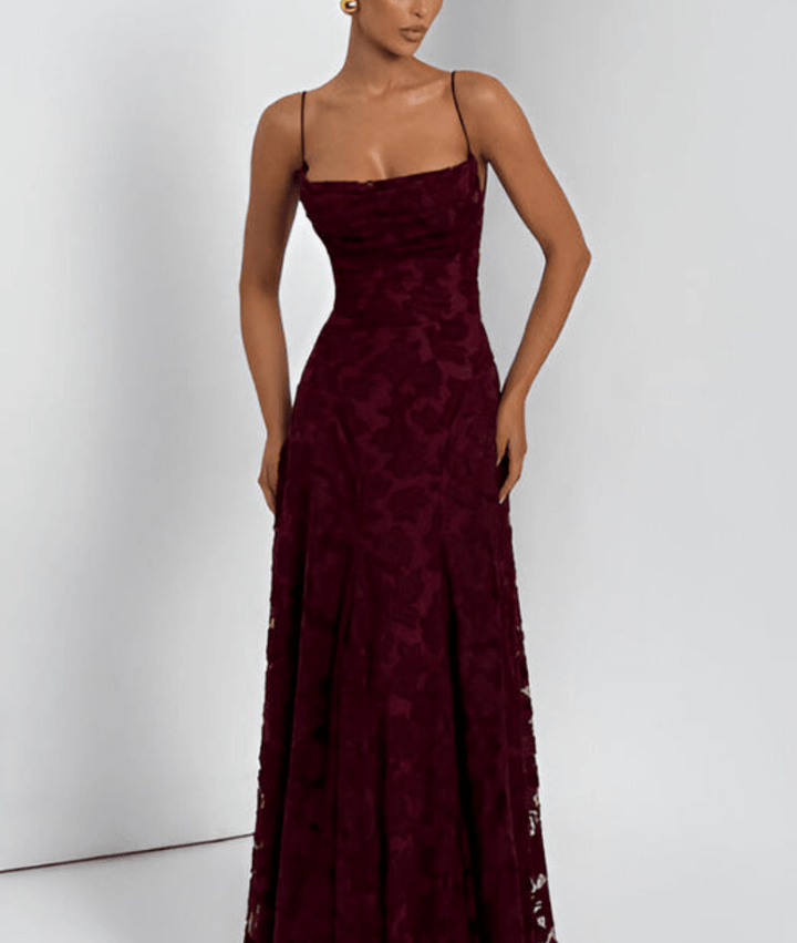 Textured Maxi Dress with Spaghetti Straps and Lace-Up Back