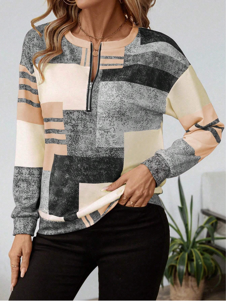 Long Sleeve Quarter-Zip Pullover Top