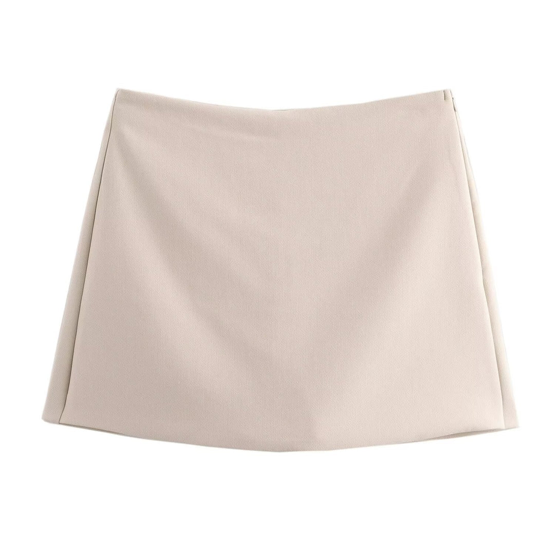 A-Line Skort with Concealed Side Zip and Mini Length