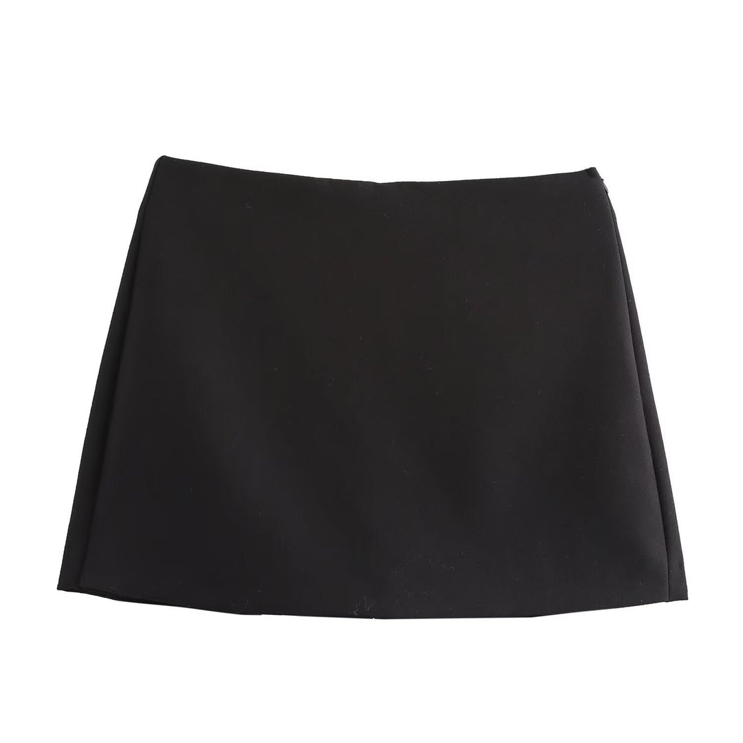 A-Line Skort with Concealed Side Zip and Mini Length