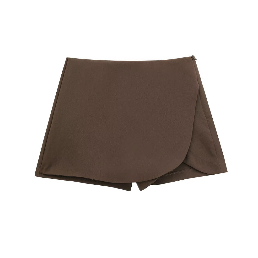 A-Line Skort with Concealed Side Zip and Mini Length