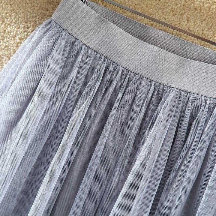 Layered Tulle Maxi Skirt with Elastic Waistband