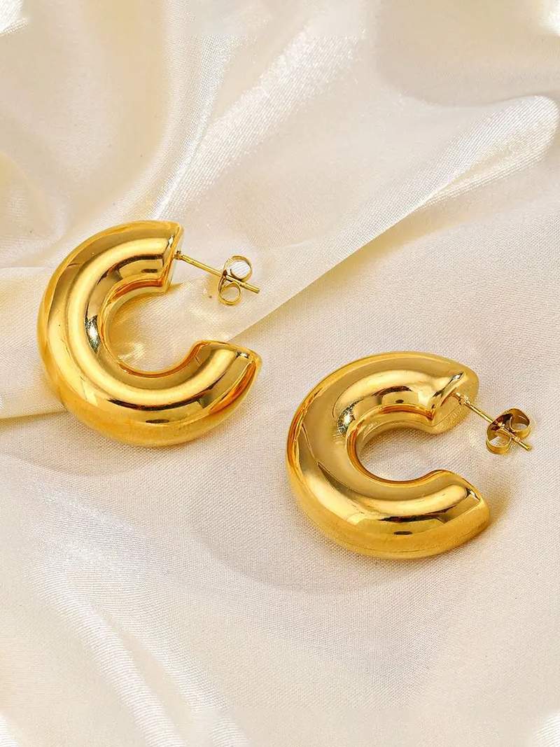 Golden Chunky Hoop Earrings