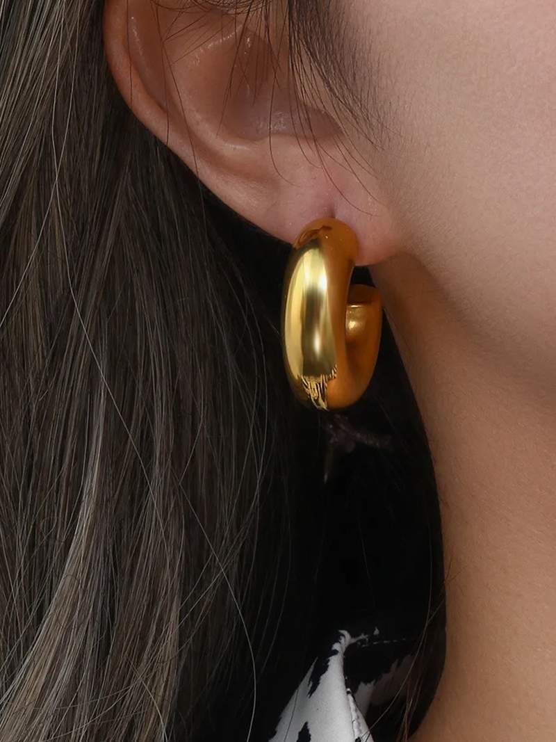 Golden Chunky Hoop Earrings