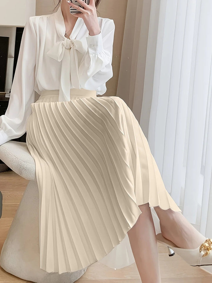 Pleated Midi Skirt with High Waistband