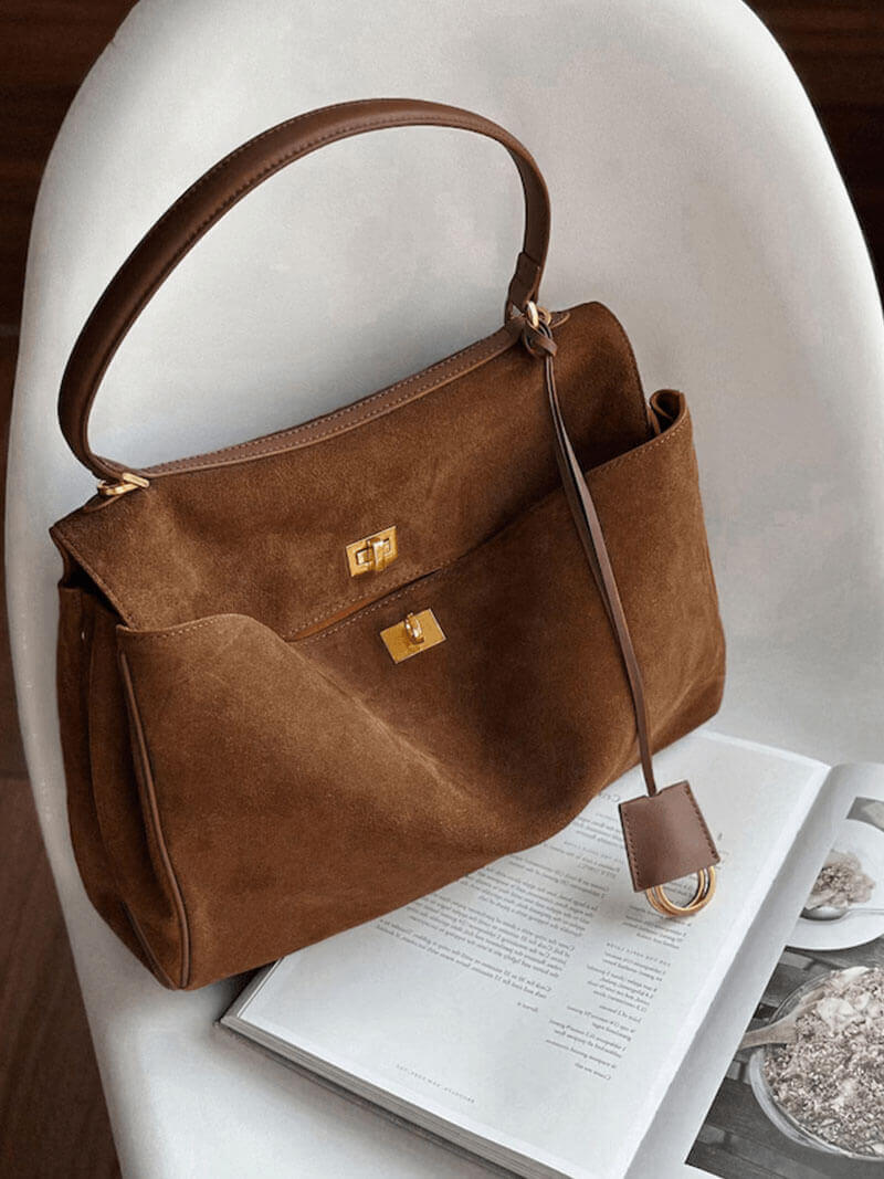 Luxe Heritage Suede Handbag