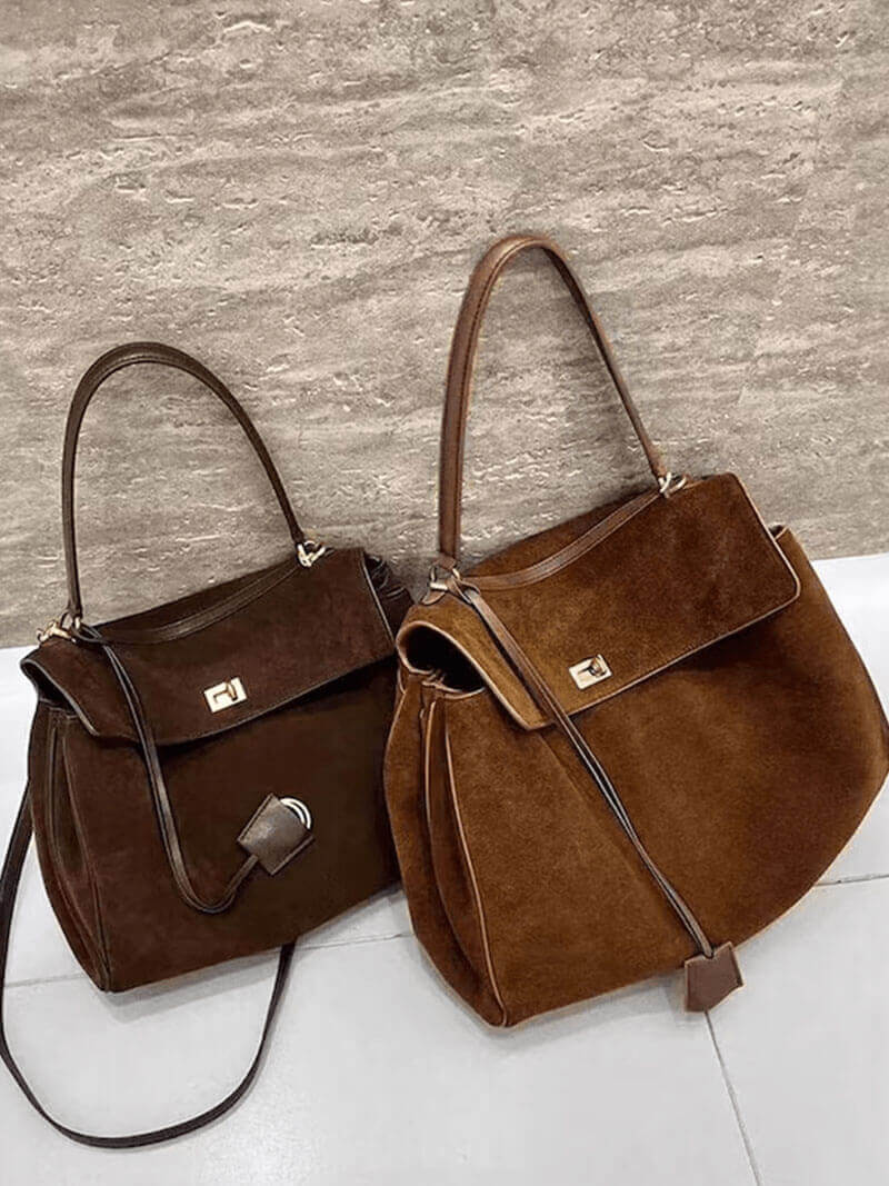 Luxe Heritage Suede Handbag