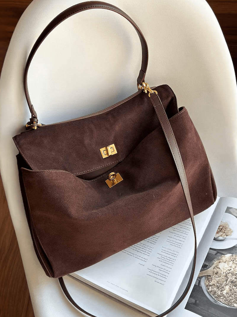 Luxe Heritage Suede Handbag