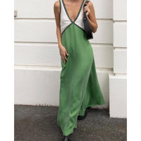 V-Neckline Contrast Geometric print Maxi Dress