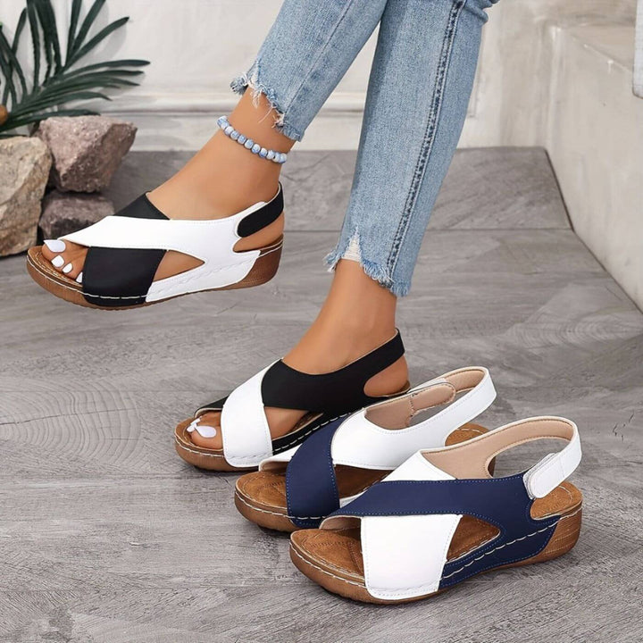 Cross-Strap Sandals with Slingback Design and Open Toe
