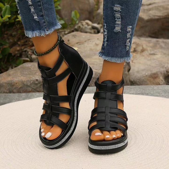 Strappy Sandals with Zip Closure and Platform Sole