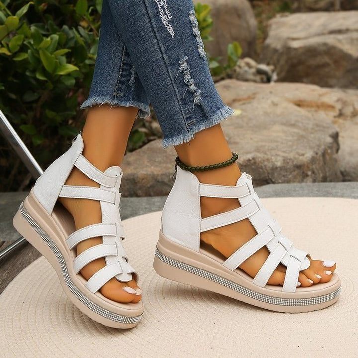 Strappy Sandals with Zip Closure and Platform Sole