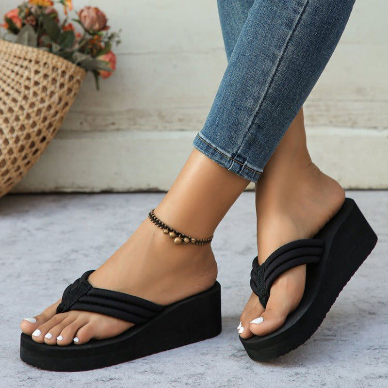 Thong Strap Wedge Platform Flip Flops Sandals