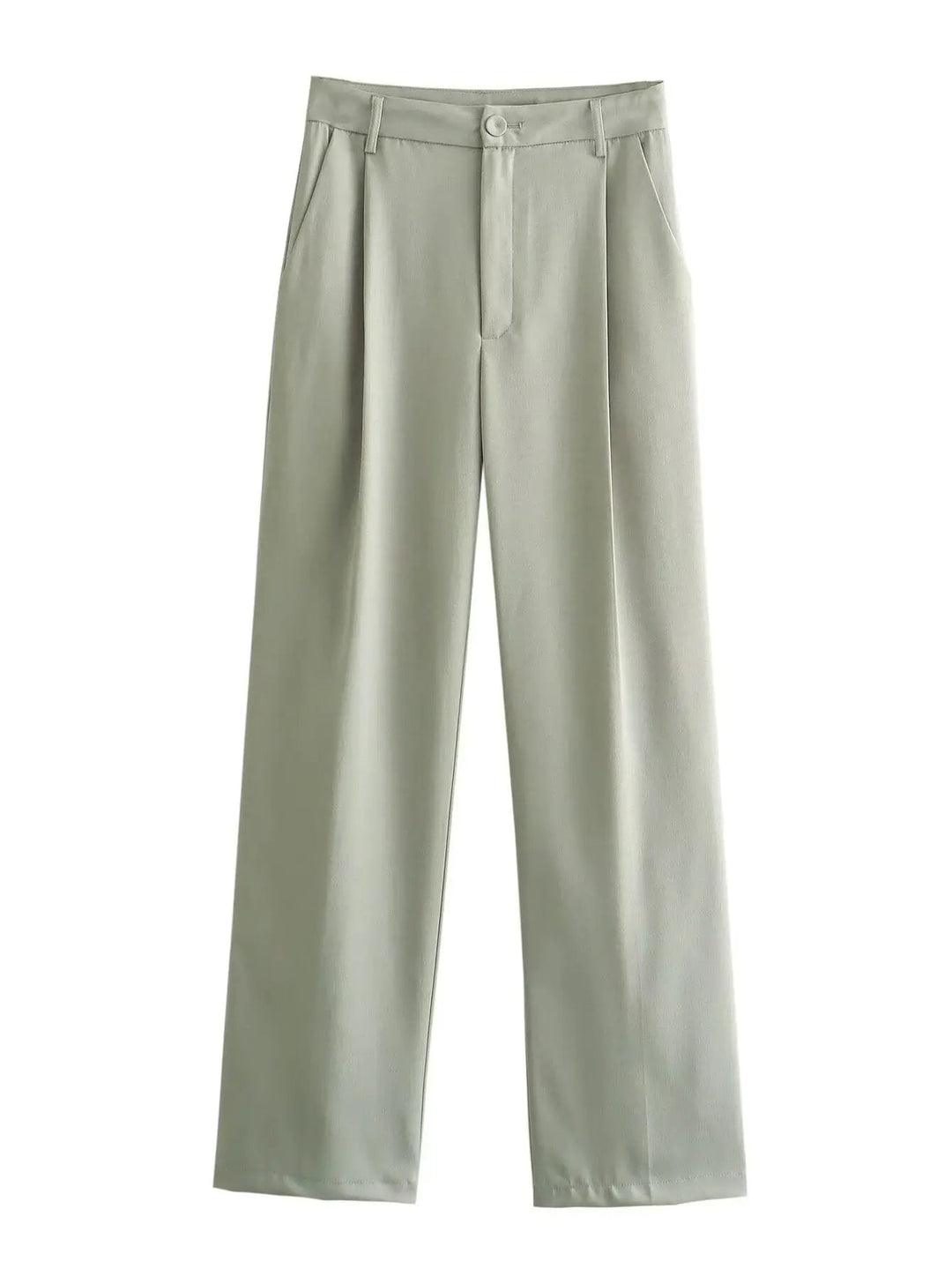 Two-Piece Suit Set with Cropped Jacket and Wide Leg Trousers