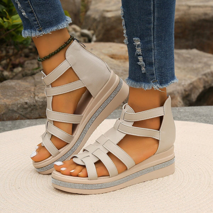 Strappy Sandals with Zip Closure and Platform Sole