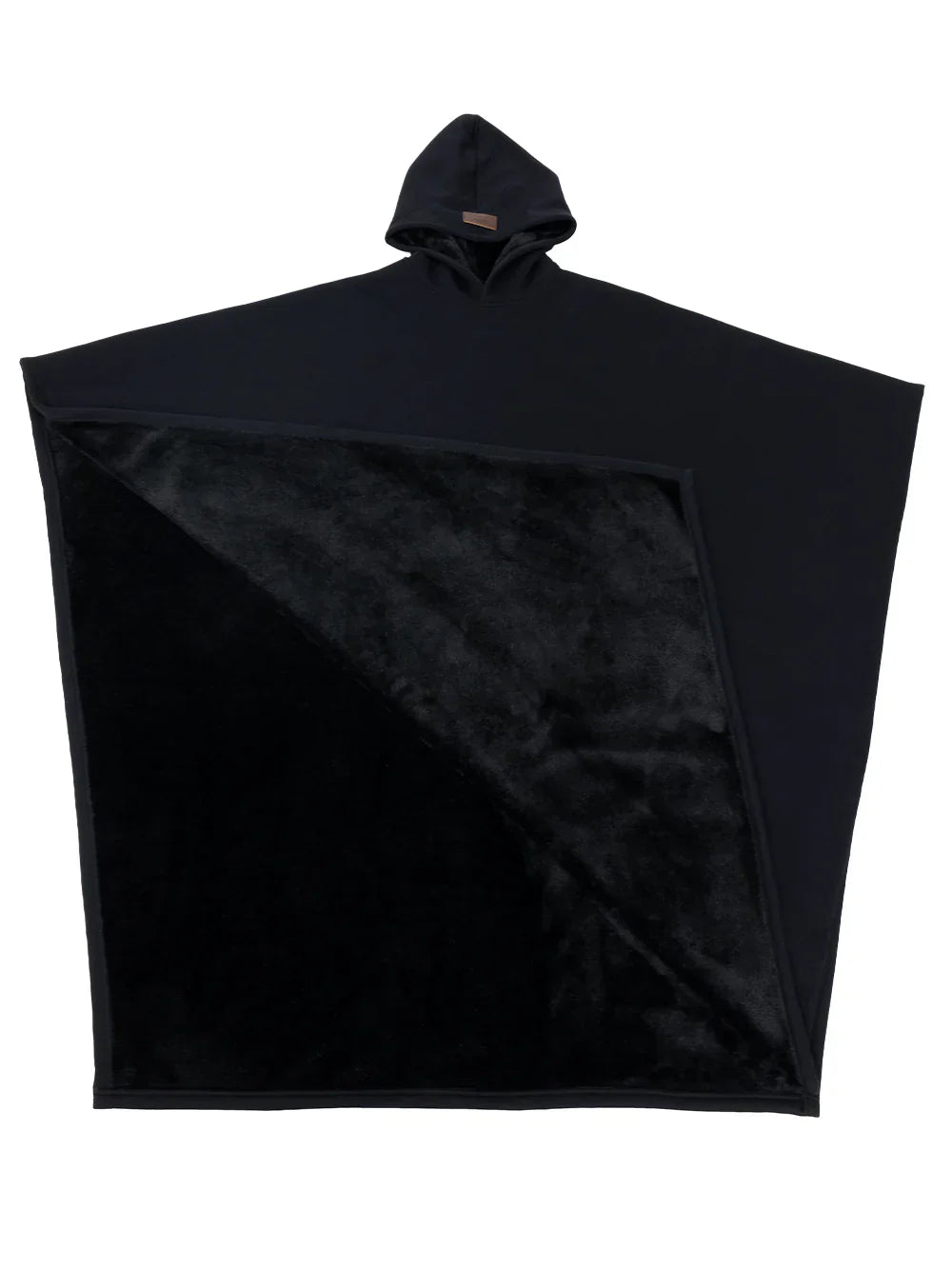 Hooded Terry-Lined Poncho with Snap Button Closure and Full Length