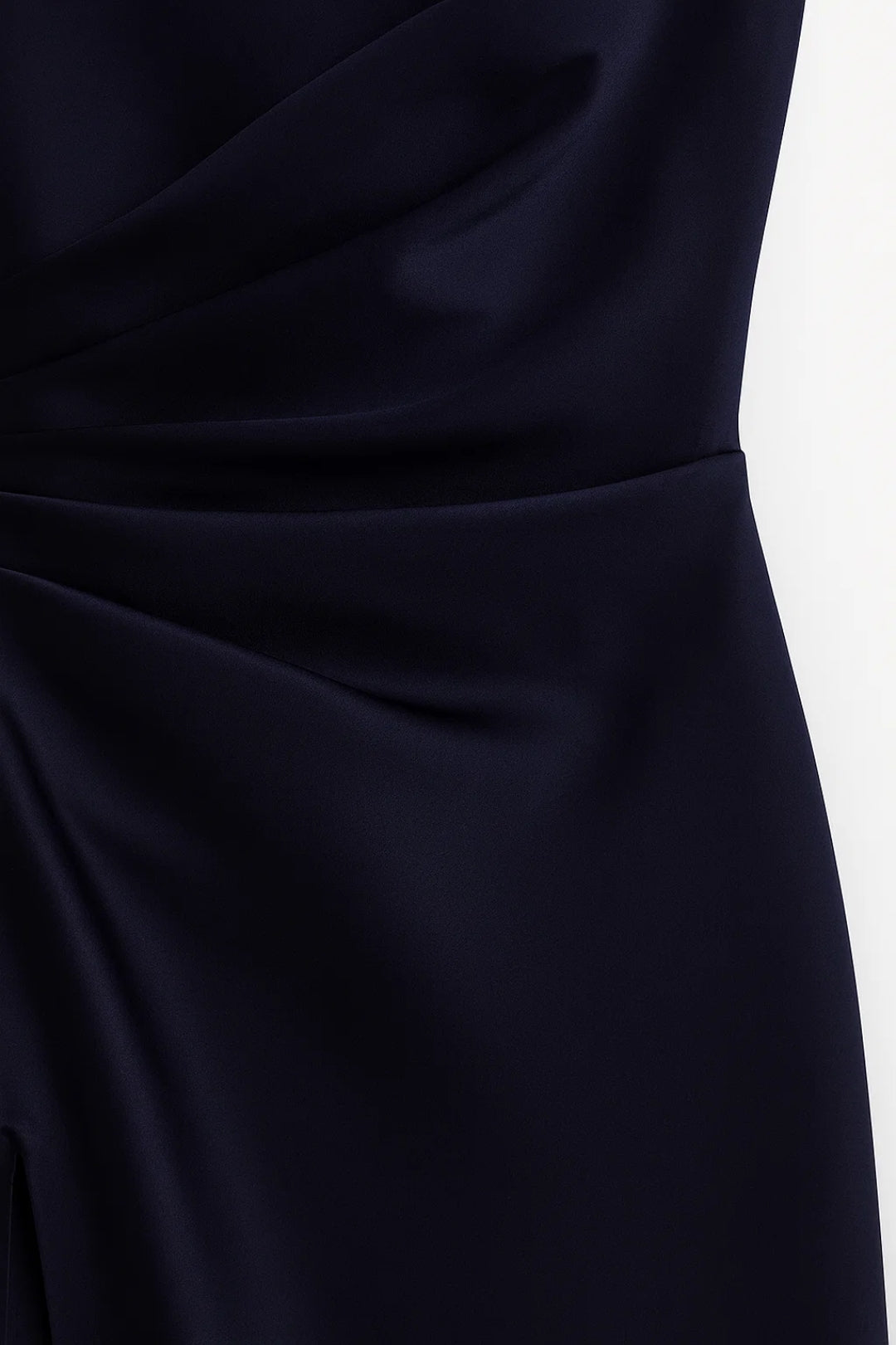 One-Shoulder Maxi Dress with Draped Bodice and Side Slit