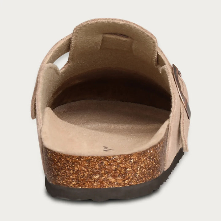 Closed Toe Mules with Adjustable Buckle Strap and Textured Outsole