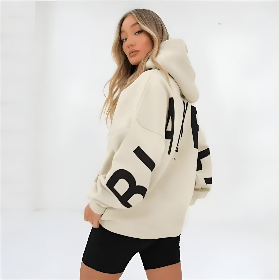 Oversized Hooded Sweatshirt with Graphic Print and Ribbed Trimmings