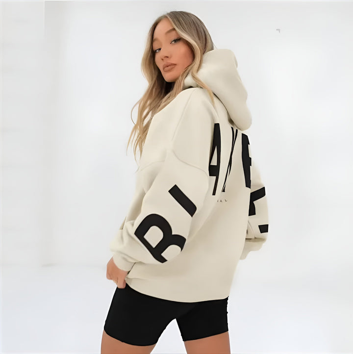 Oversized Hooded Sweatshirt with Graphic Print and Ribbed Trimmings