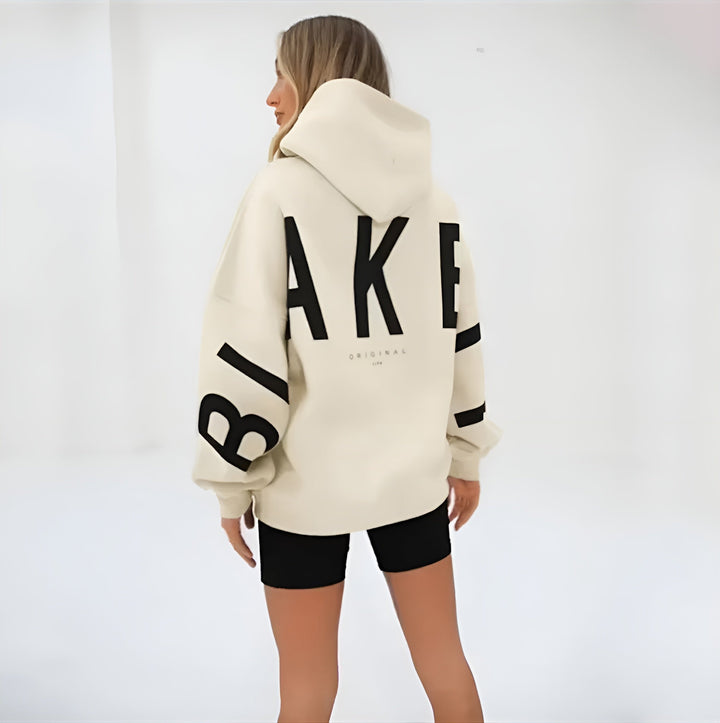 Oversized Hooded Sweatshirt with Graphic Print and Ribbed Trimmings