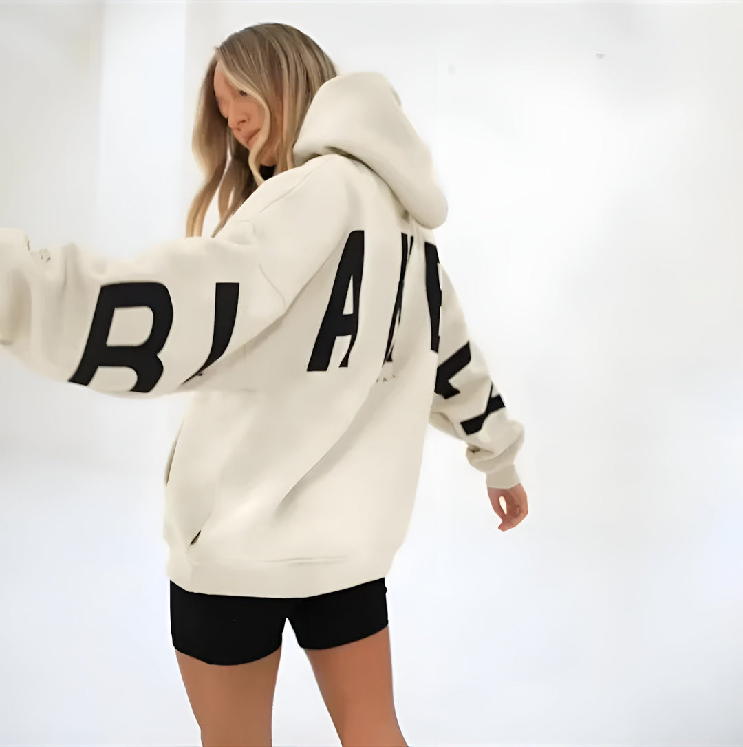 Oversized Hooded Sweatshirt with Graphic Print and Ribbed Trimmings