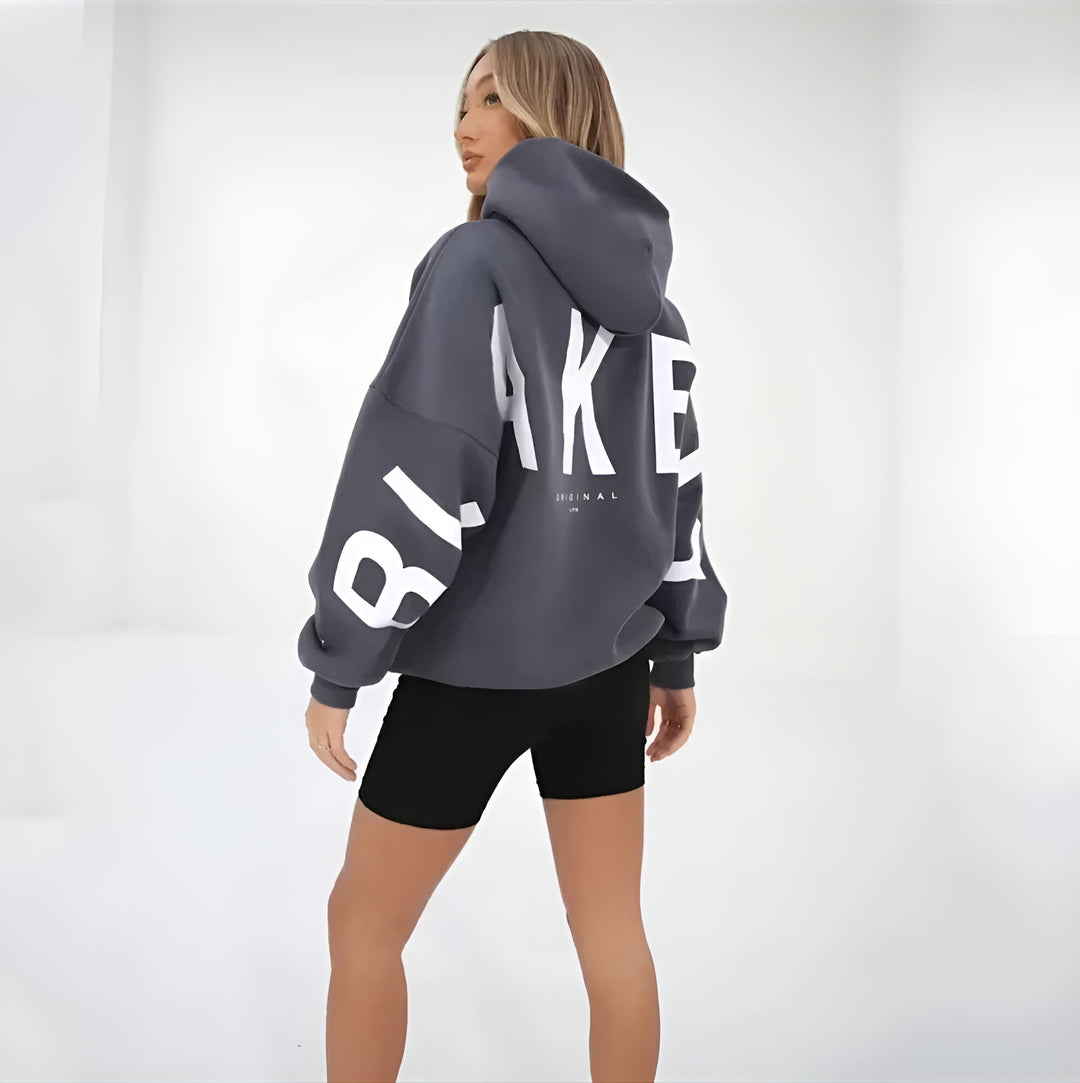 Oversized Hooded Sweatshirt with Graphic Print and Ribbed Trimmings
