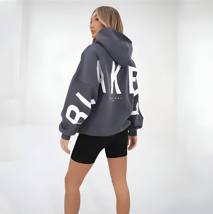 Oversized Hooded Sweatshirt with Graphic Print and Ribbed Trimmings