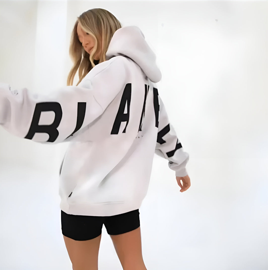 Oversized Hooded Sweatshirt with Graphic Print and Ribbed Trimmings