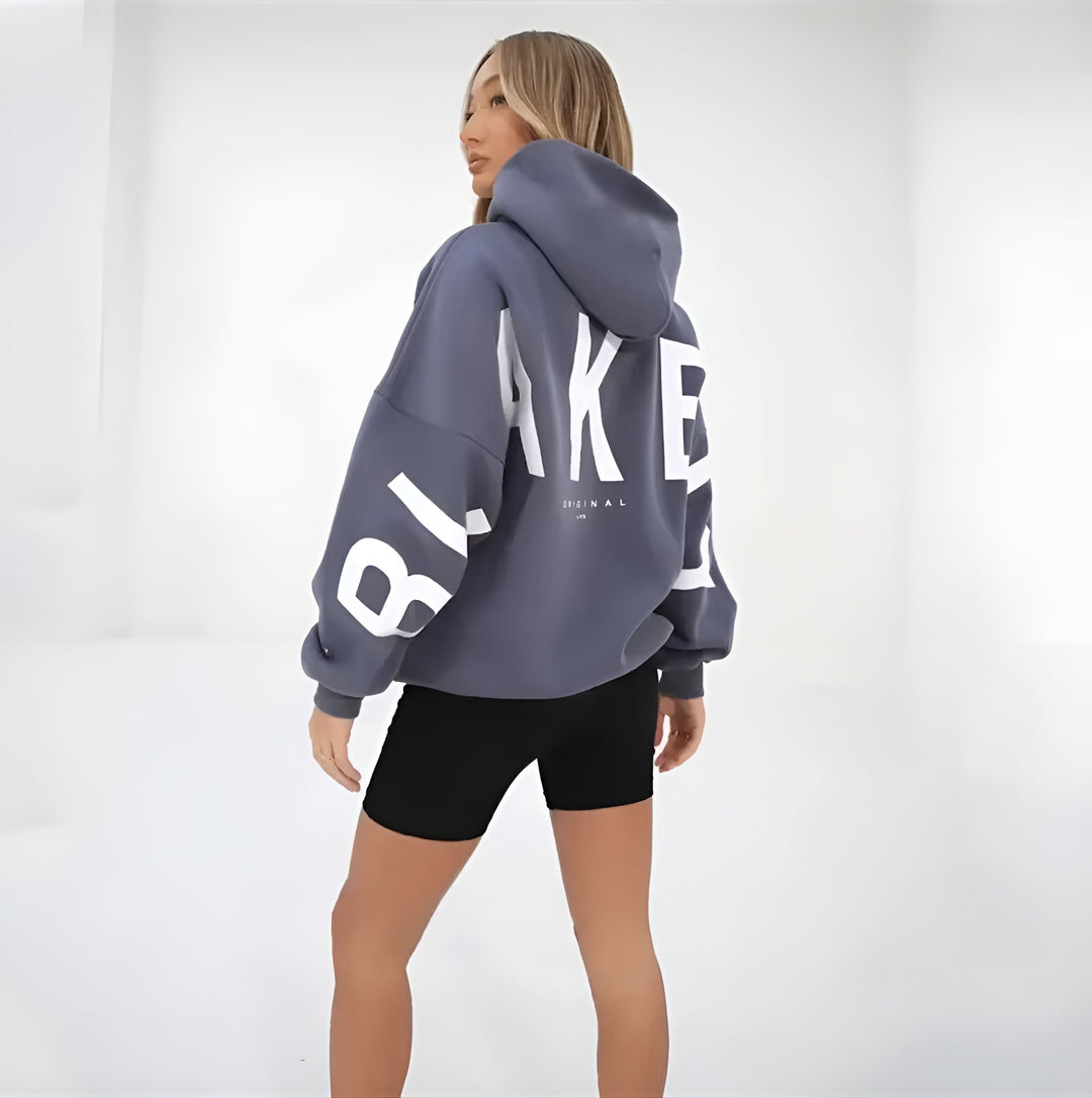 Oversized Hooded Sweatshirt with Graphic Print and Ribbed Trimmings
