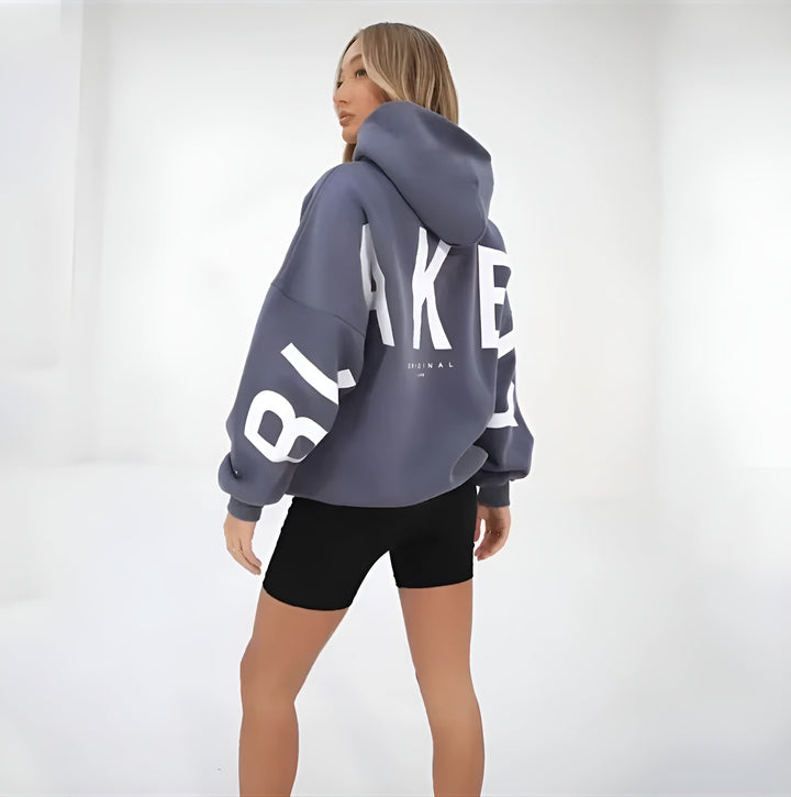 Oversized Hooded Sweatshirt with Graphic Print and Ribbed Trimmings