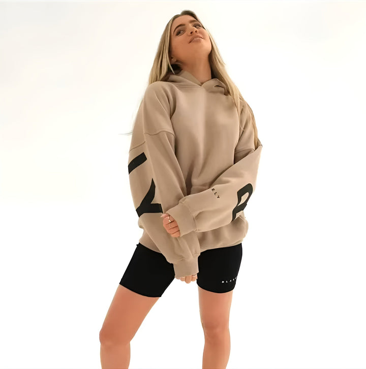 Oversized Hooded Sweatshirt with Graphic Print and Ribbed Trimmings