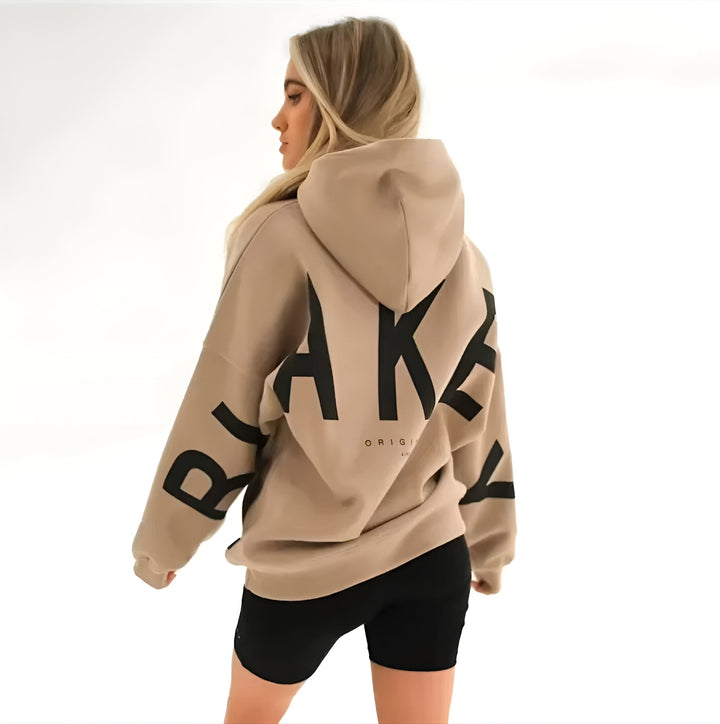 Oversized Hooded Sweatshirt with Graphic Print and Ribbed Trimmings