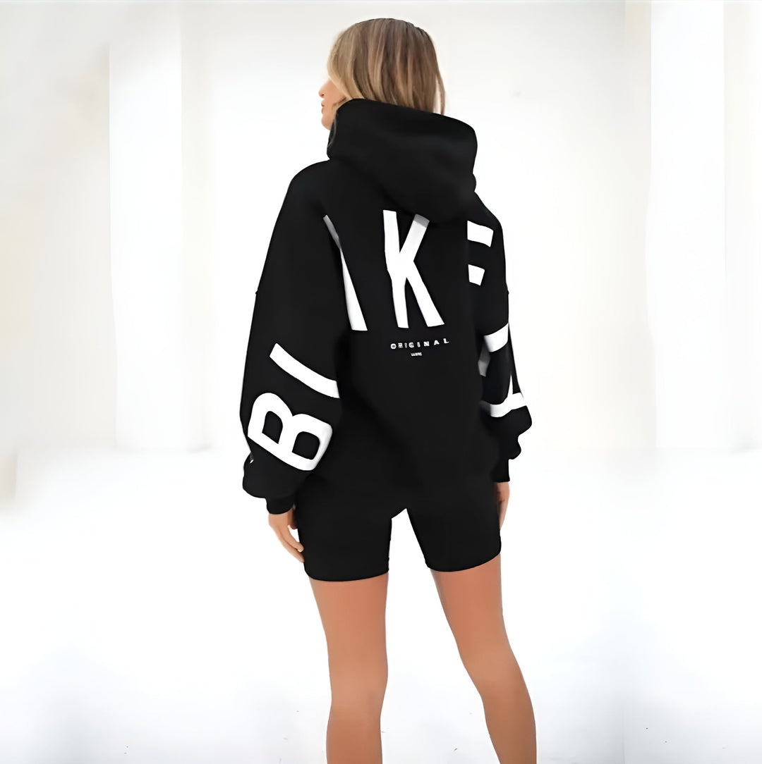 Oversized Hooded Sweatshirt with Graphic Print and Ribbed Trimmings