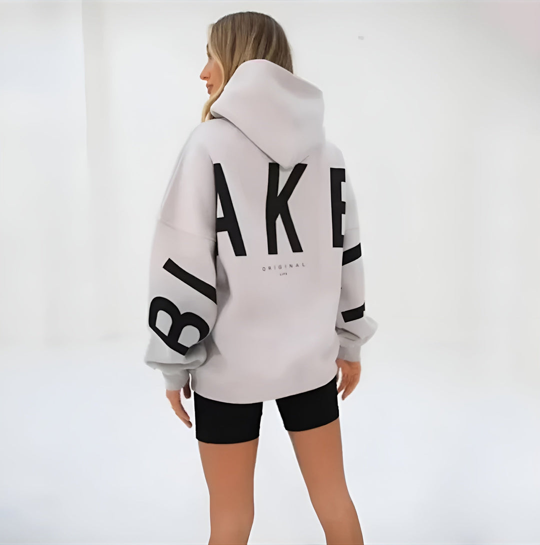 Oversized Hooded Sweatshirt with Graphic Print and Ribbed Trimmings