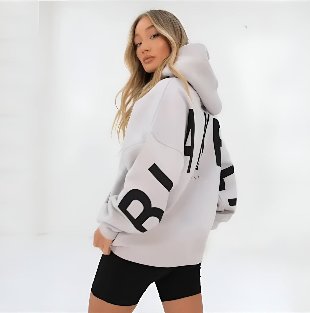 Oversized Hooded Sweatshirt with Graphic Print and Ribbed Trimmings