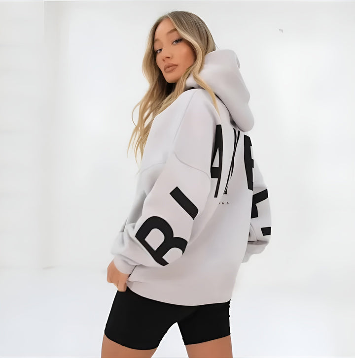 Oversized Hooded Sweatshirt with Graphic Print and Ribbed Trimmings