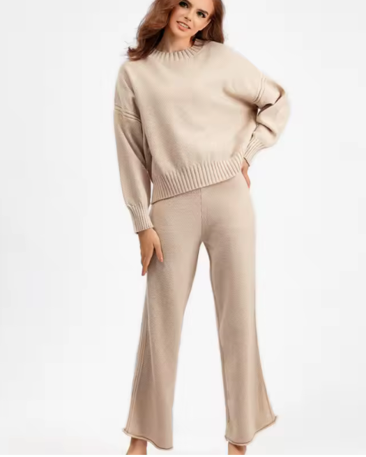 Two-Piece Knit Pullover and Drawstring Trousers Set