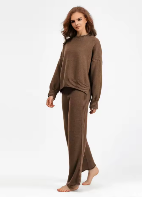 Two-Piece Knit Pullover and Drawstring Trousers Set