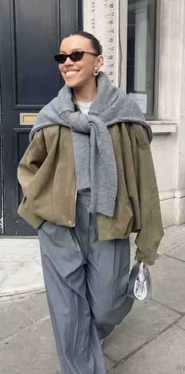 Oversized Jacket with Gathered Hem and Epaulettes