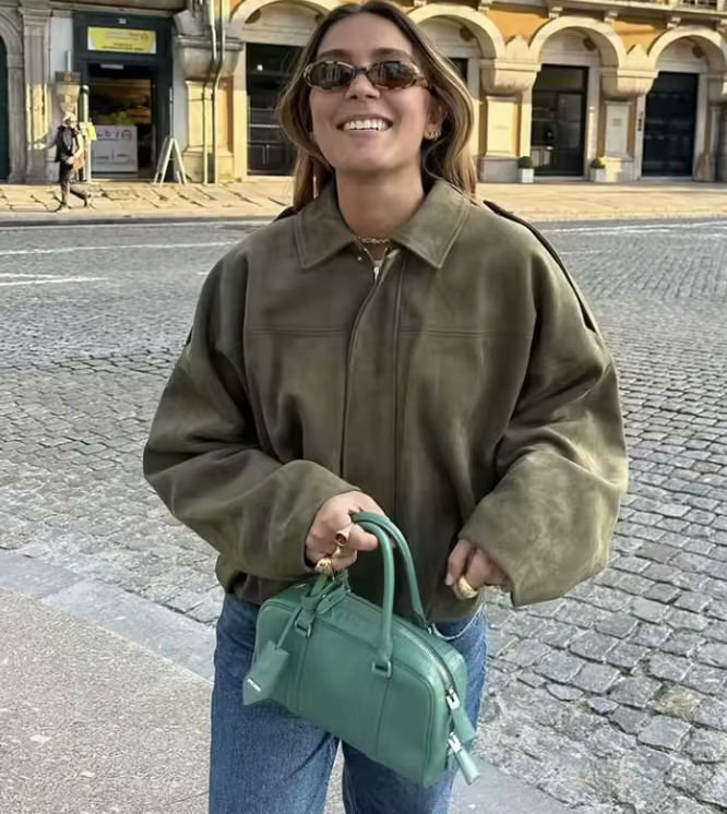 Oversized Jacket with Gathered Hem and Epaulettes