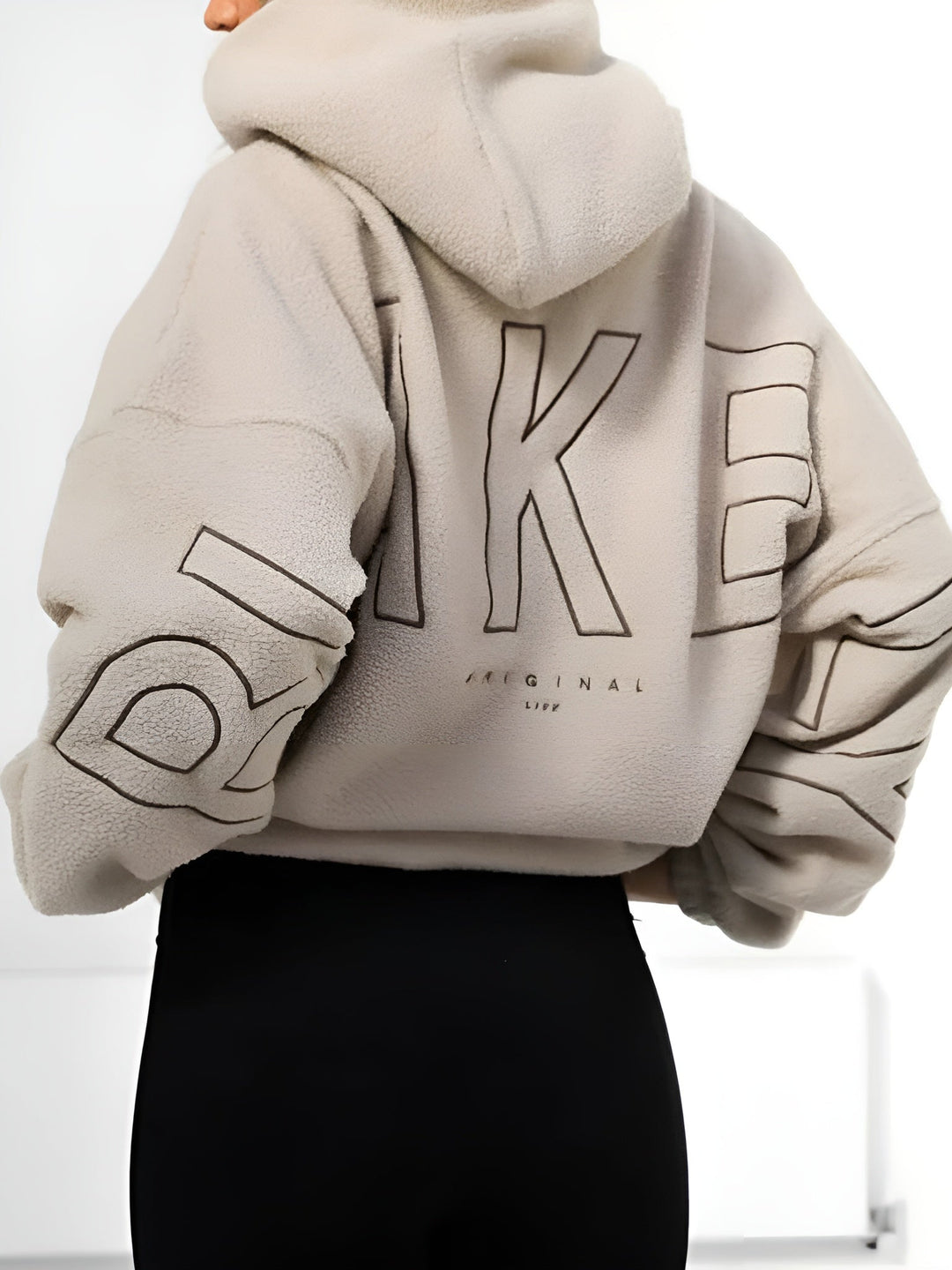 Fleece Oversized Hoodie with Graphic Lettering and Kangaroo Pocket