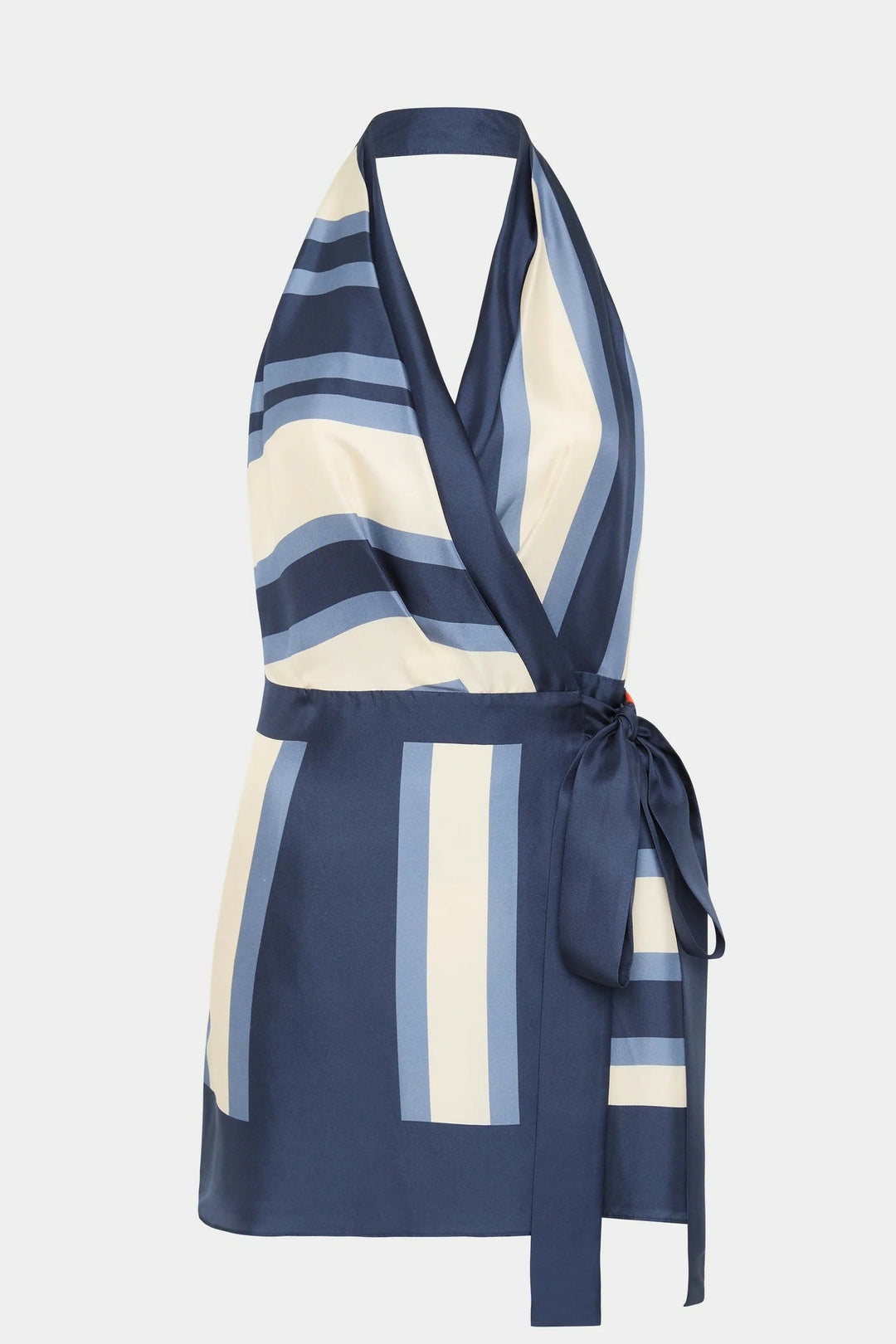 Halter Neck Wrap Mini Dress with Side Tie Closure