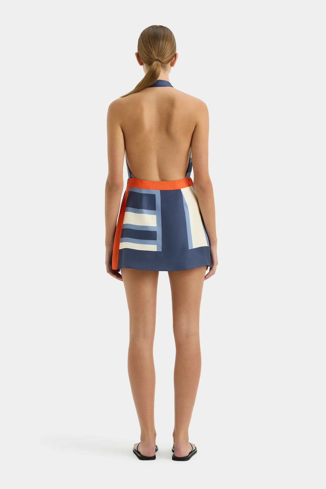 Halter Neck Wrap Mini Dress with Side Tie Closure