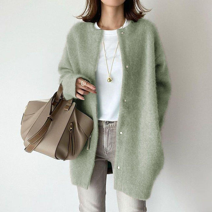 Wool-Blend Collarless Cardigan